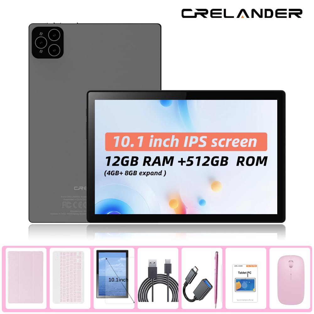 10.1 Inch Android 13 Tablet with SIM Card Slot, 12GB+512GB, Pink G85708