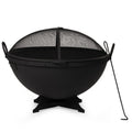 32in Cast Iron Wood Burning Fire Pit with Screen and Poker L264538