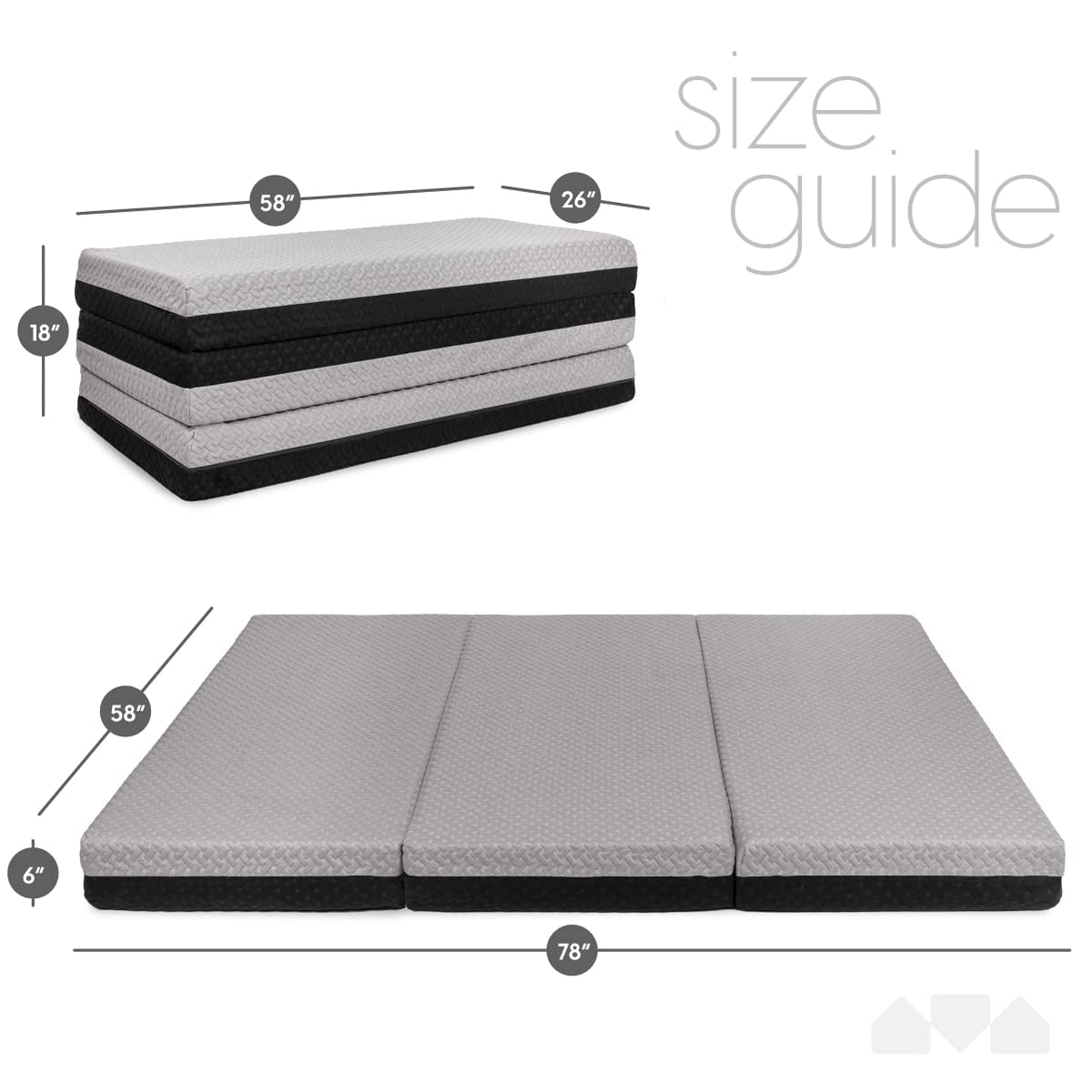 Memory Foam Tri Folding Mattress with Waterproof Washable Cover Q16100