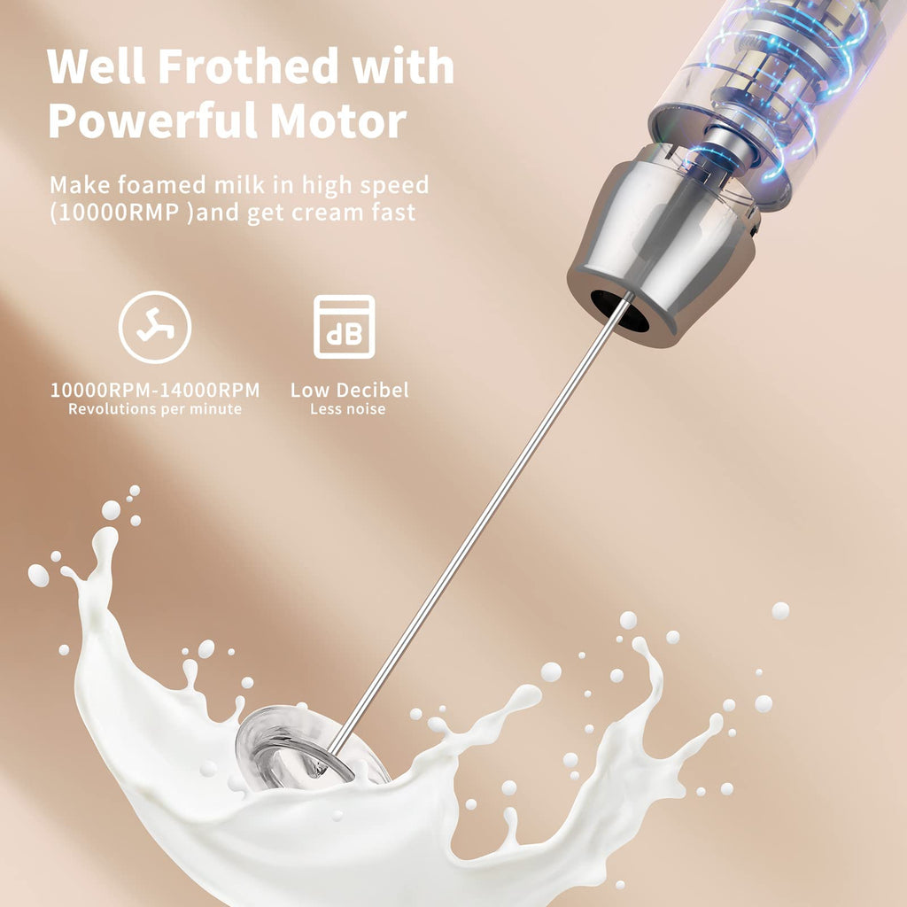 Rechargeable Milk Frother with 2 Detachable Whisks C744