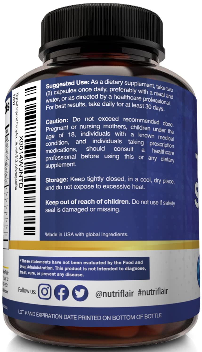 Thyroid Support Complex with Iodine, B12 & Ashwagandha, 120 Caps L12824