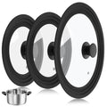 3 Pc Tempered Glass Pot Lids with Silicone Rim C221800