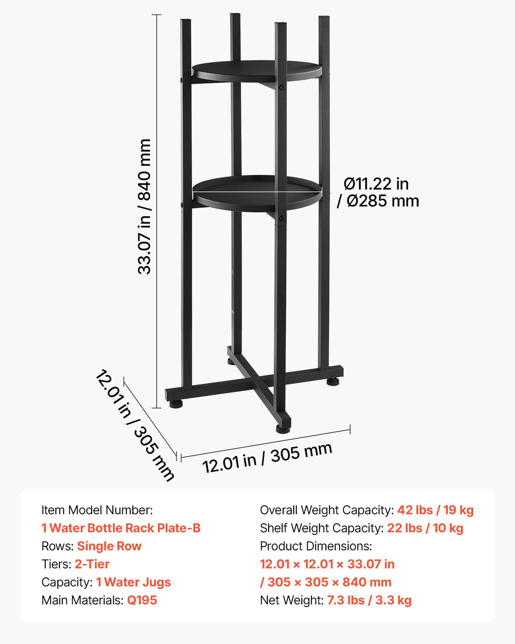 5 Gallon Heavy Duty Water Jug Stand with Storage Shelf C72155