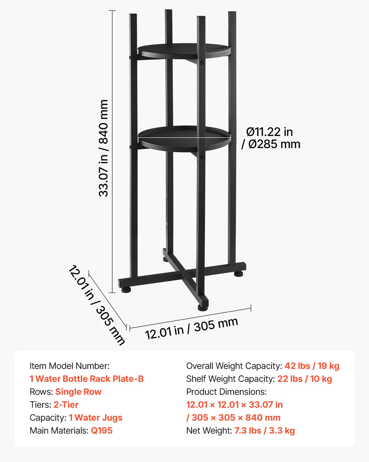 5 Gallon Heavy Duty Water Jug Stand with Storage Shelf C72155