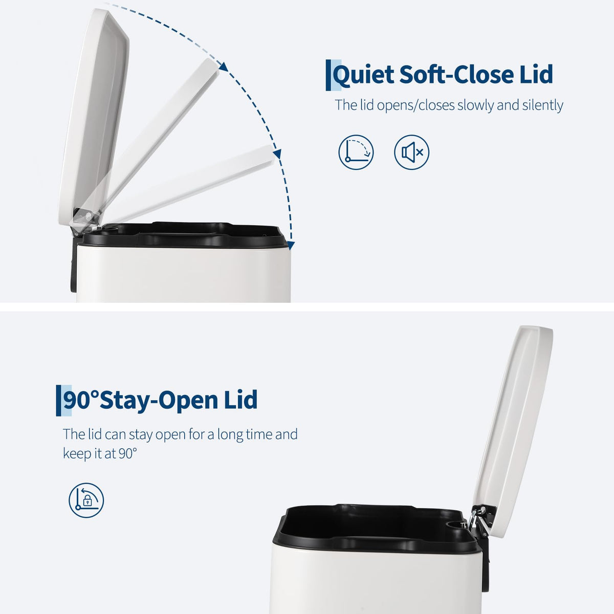 50L Stainless Steel Step Trash Can with Soft-Close Lid D89187