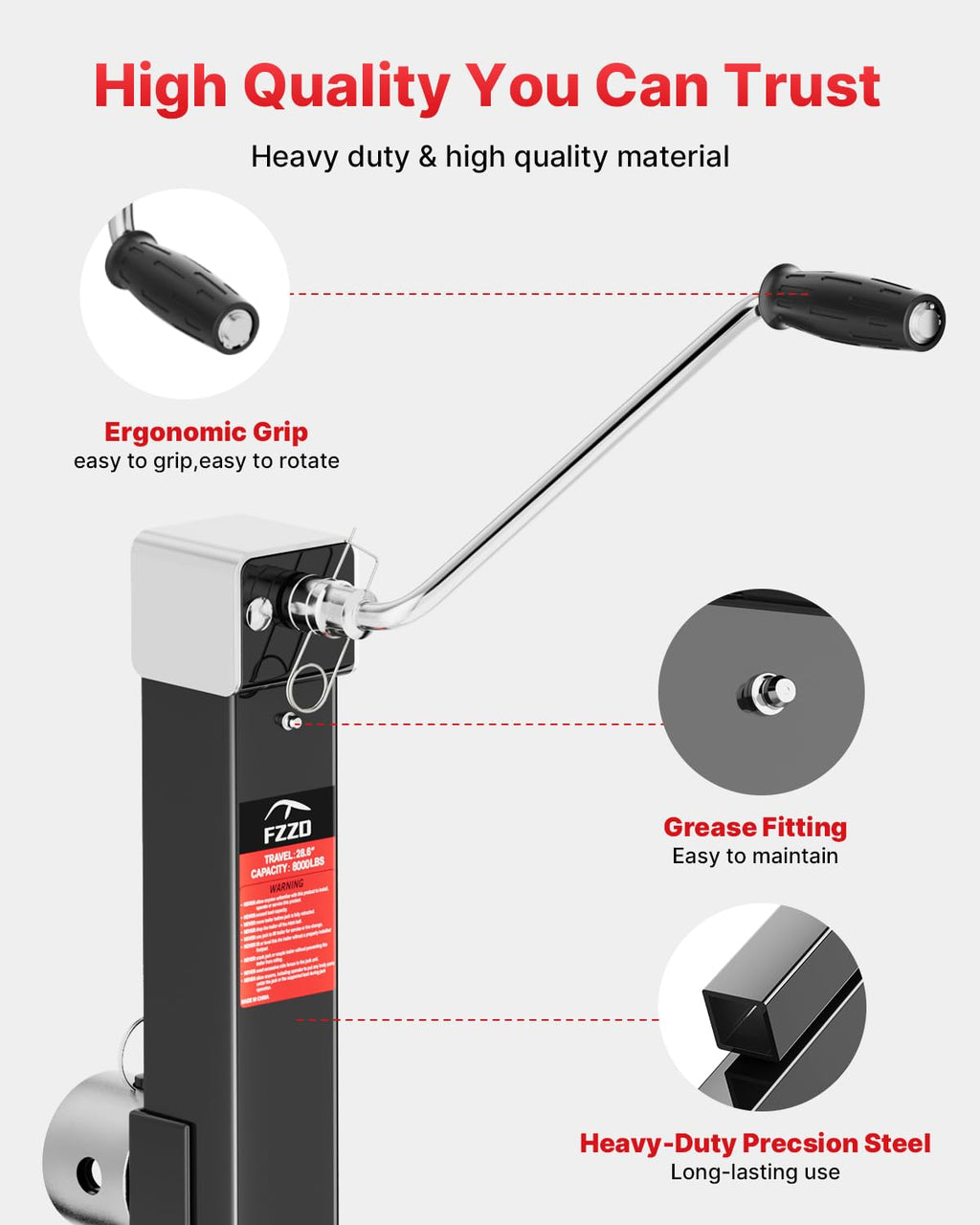 8000 lbs Weld-on Pipe Swivel Trailer Jack H611365