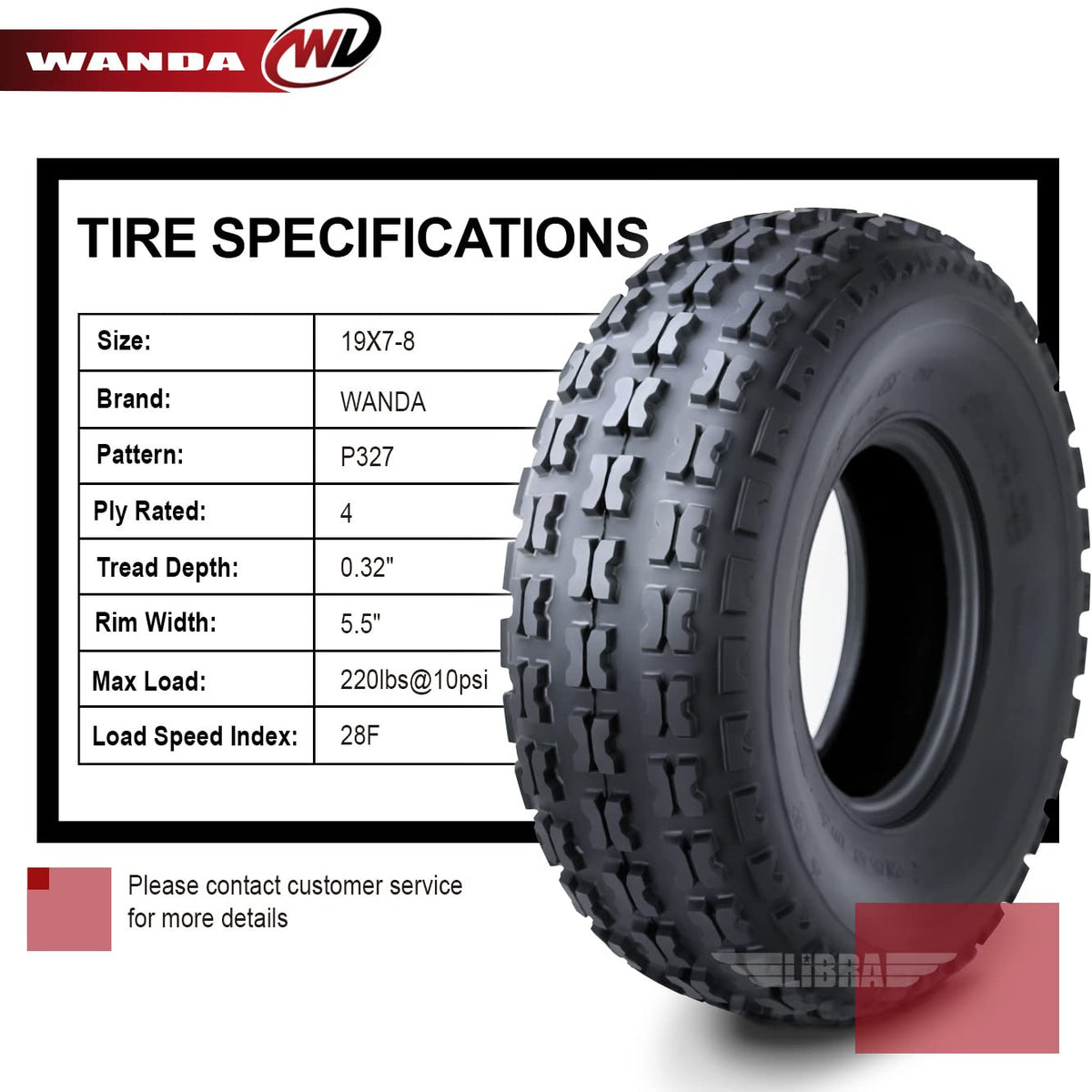 Set of 4 Sport ATV Tires 19x7-8 Q8053