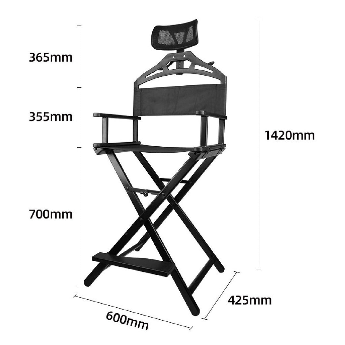 Foldable Stool with Head Rest, Portable Camping Chair, Supports Up to 300 Lbs, Gold L29797