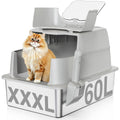 XXXL Stainless Steel Cat Litter Box with Lid O97746