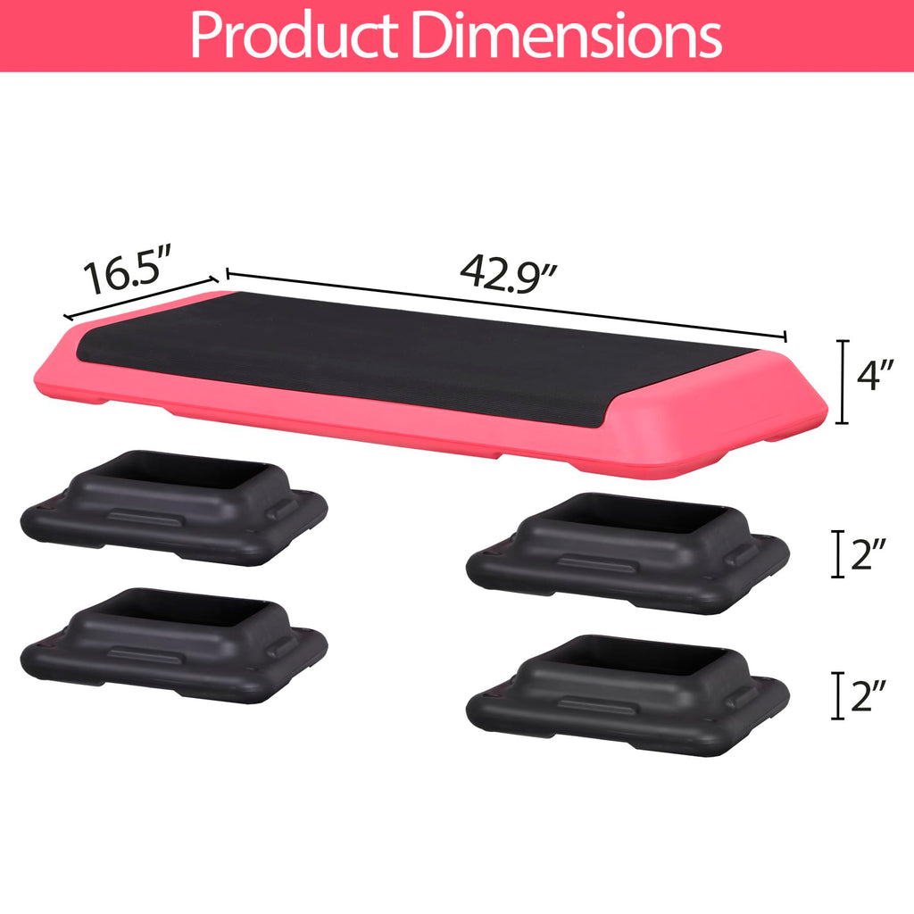 43" Adjustable Exercise Aerobic Step Platform with 4 Removable Risers O35505