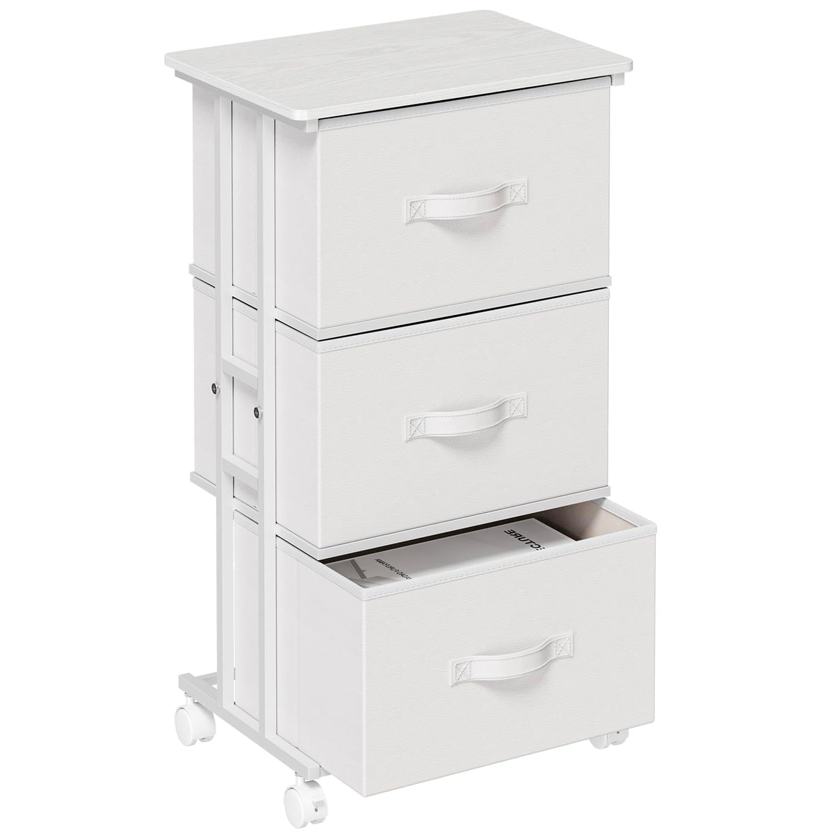 White 3 Drawer Fabric Dresser Q8858