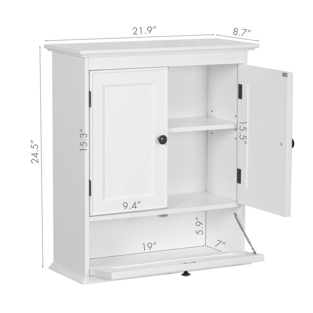 White Bathroom Wall Cabinet with Doors O297999