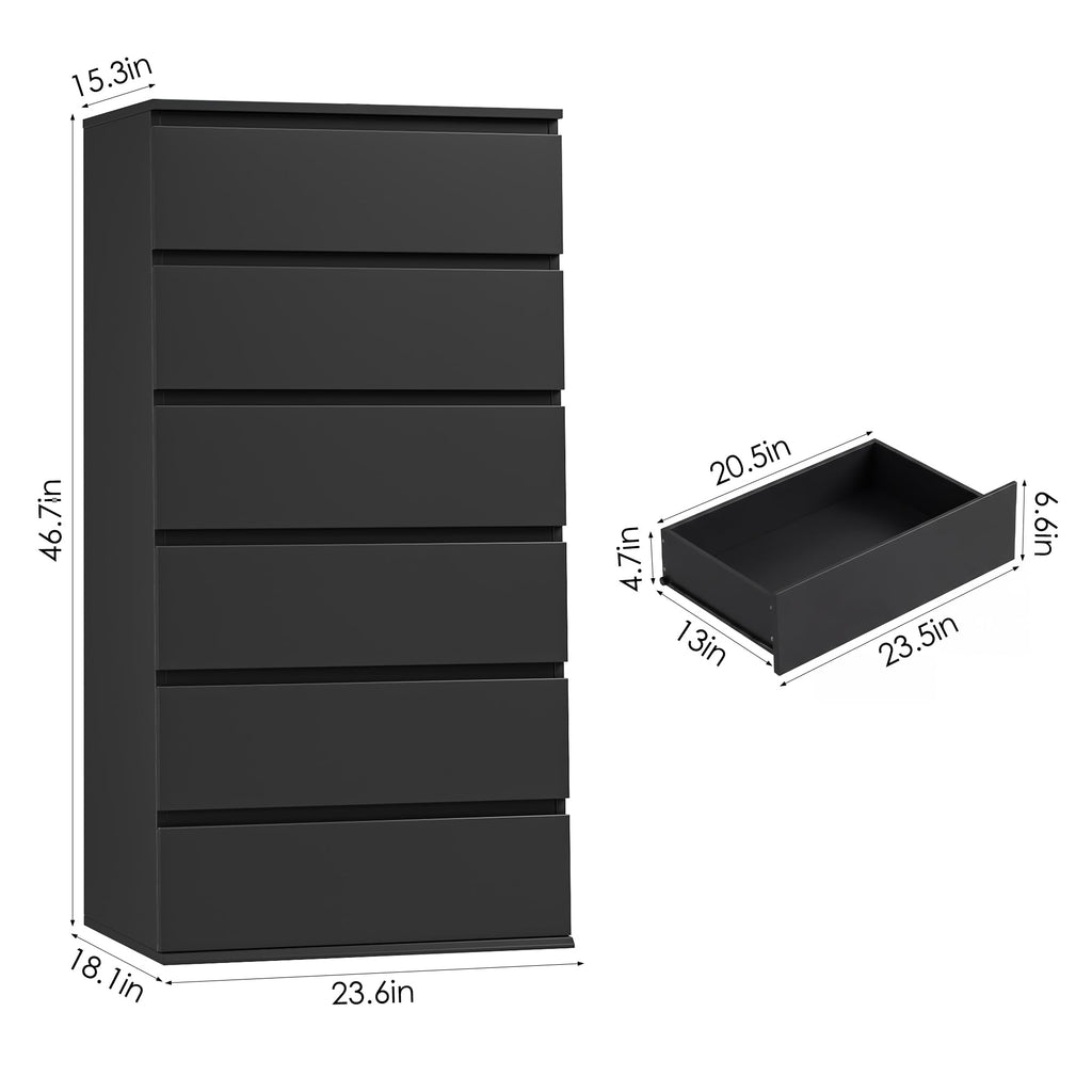 Black 6 Drawer Dresser B32781