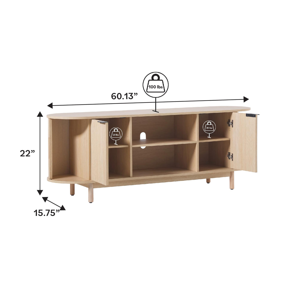 Coastal Oak 60 Inch TV Stand P1766