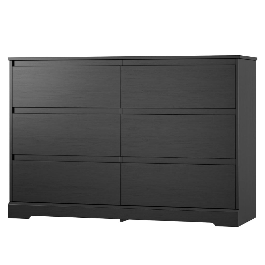 Black 6 Drawer Double Dresser L3447