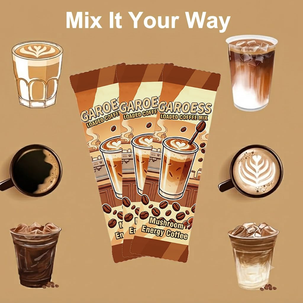 Coffee Mix with Mushroom Collagen Taurine and Vitamin Complex, 20 Servings 2 Pack E96240
