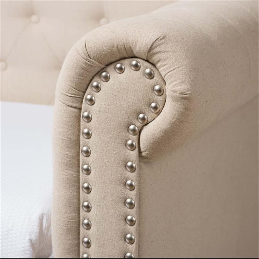 Light Beige Upholstered Twin Daybed with Trundle P80802