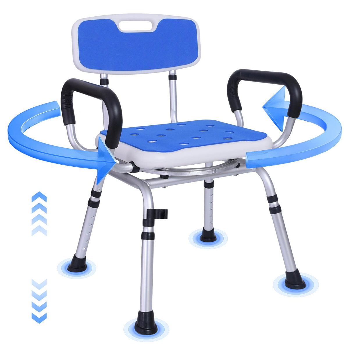 Swivel Shower Chair with Arms and Back Y75524