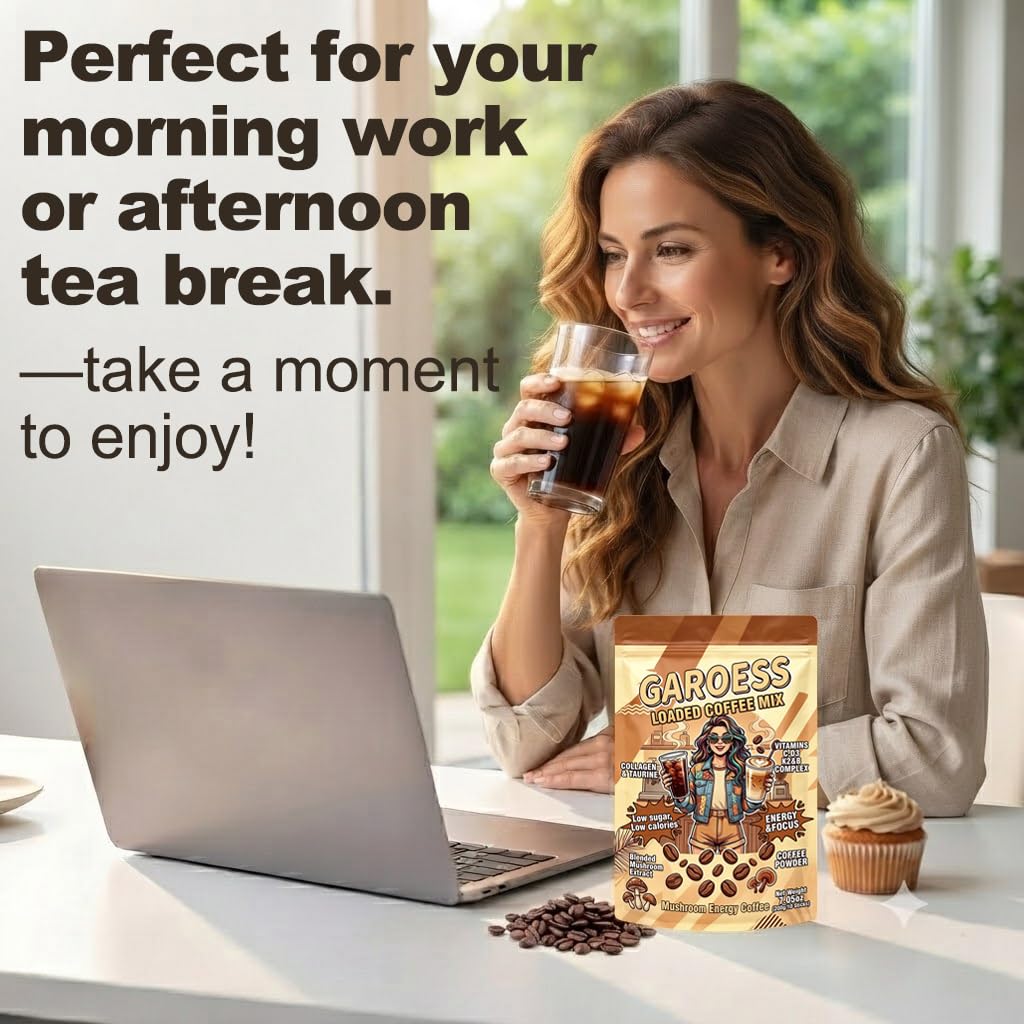 Coffee Mix with Mushroom Collagen Taurine and Vitamin Complex, 20 Servings 2 Pack E96240