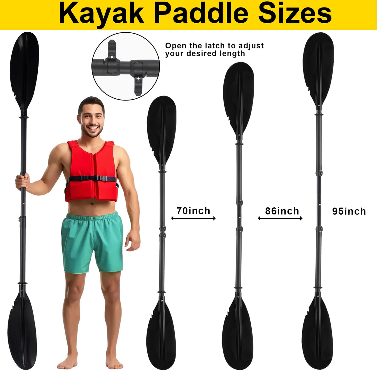 Telescoping Kayak Paddle Black 94inch S833657