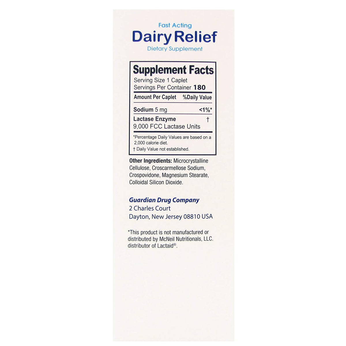 Lactase Enzyme 180 Caplets L140129