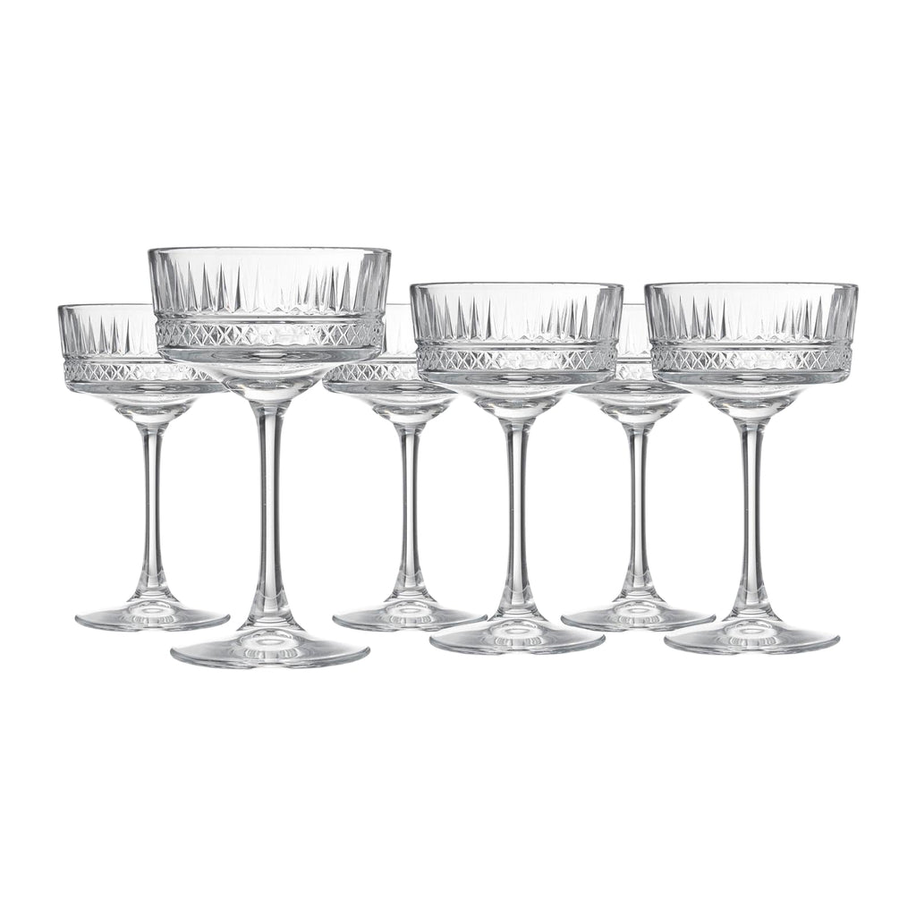 Vintage Coupe Glasses Set Of 6 Long Stem Glassware 8.8 oz P298
