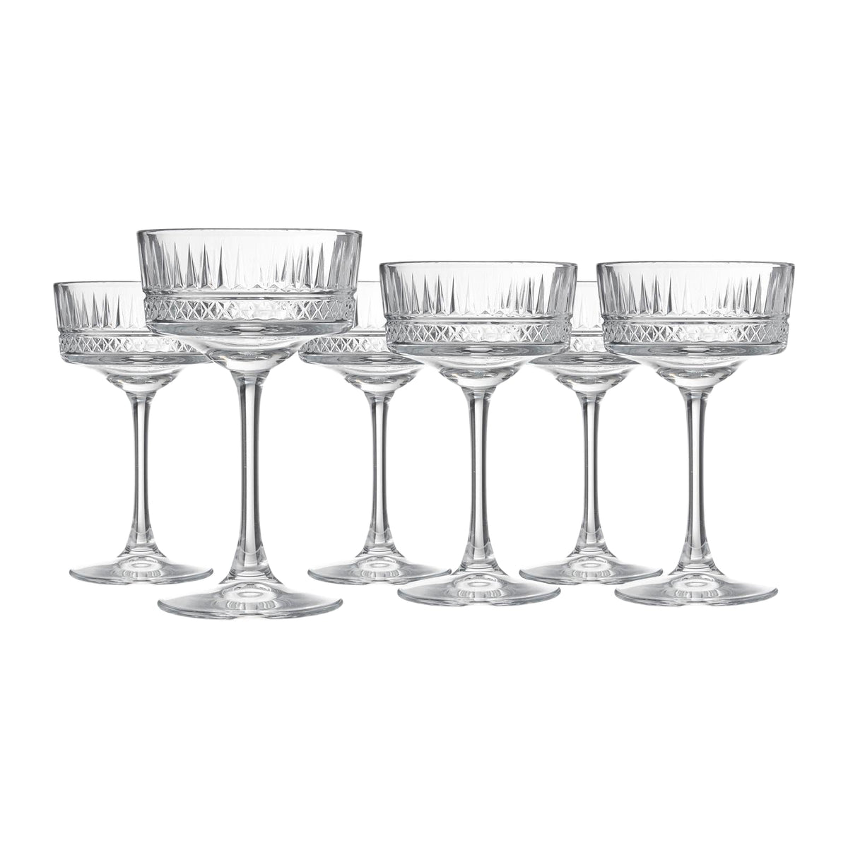 Vintage Coupe Glasses Set Of 6 Long Stem Glassware 8.8 oz P298