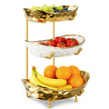 3 Tier Ceramic Fruit Bowl with Metal Stand A248801