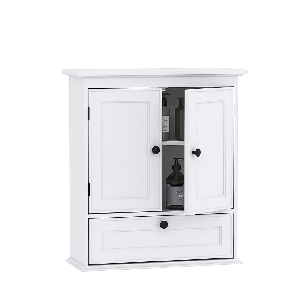 White Bathroom Wall Cabinet with Doors O297999