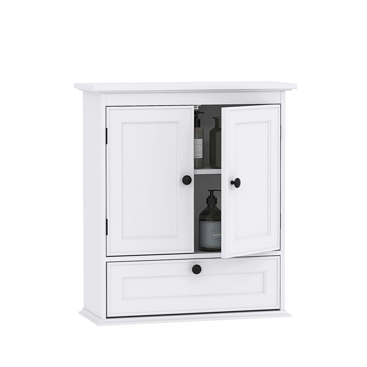 White Bathroom Wall Cabinet with Doors O297999