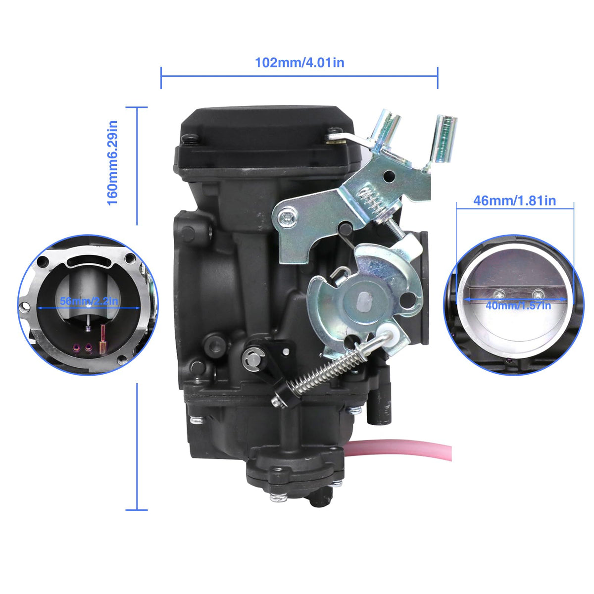 CV40 Carburetor Replacement with Starter Valve Set Main Jets Slow Jets Air Fuel Mixture Screw Kit J4575