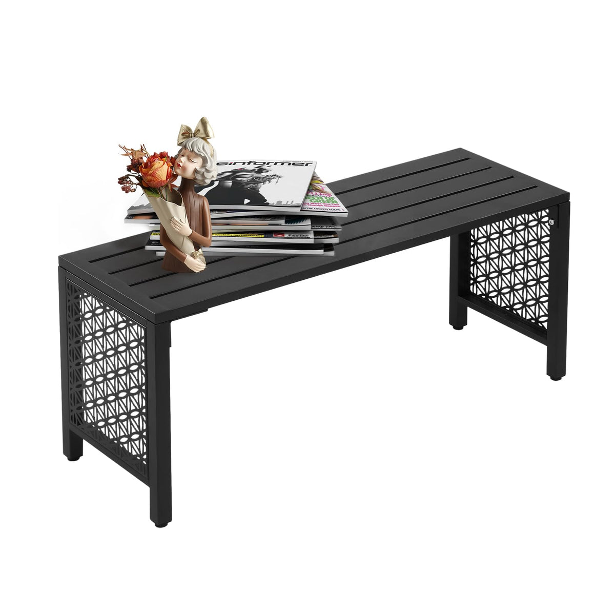 Black Metal Outdoor Bench Q625