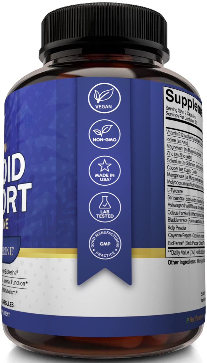 Thyroid Support Complex with Iodine, B12 & Ashwagandha, 120 Caps L12824