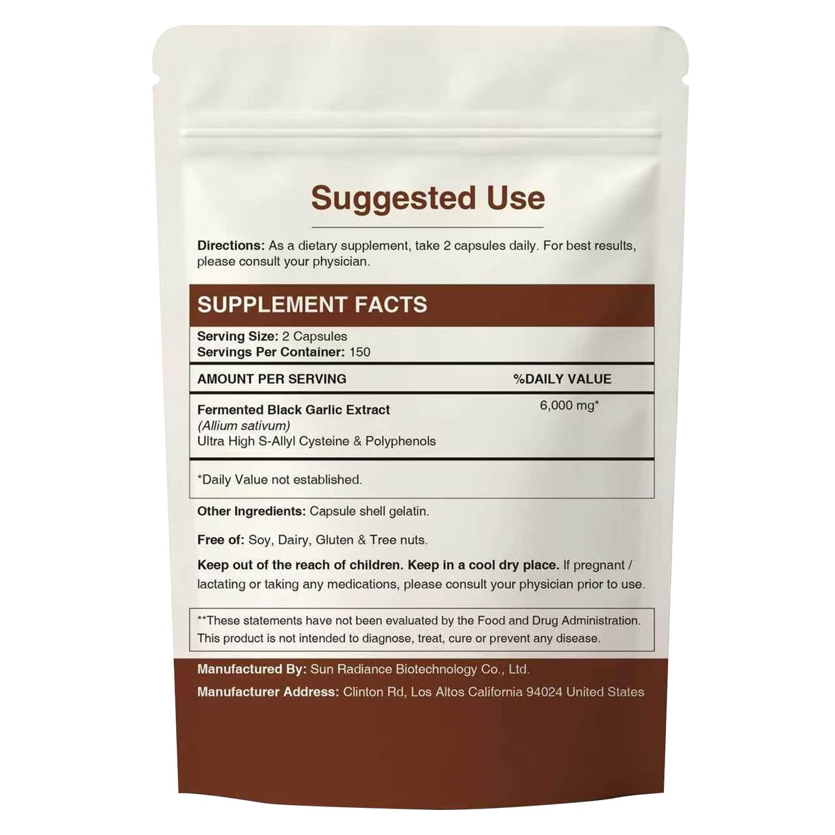 Black Garlic Extract Vegan Non-GMO 300 Softgels T98239