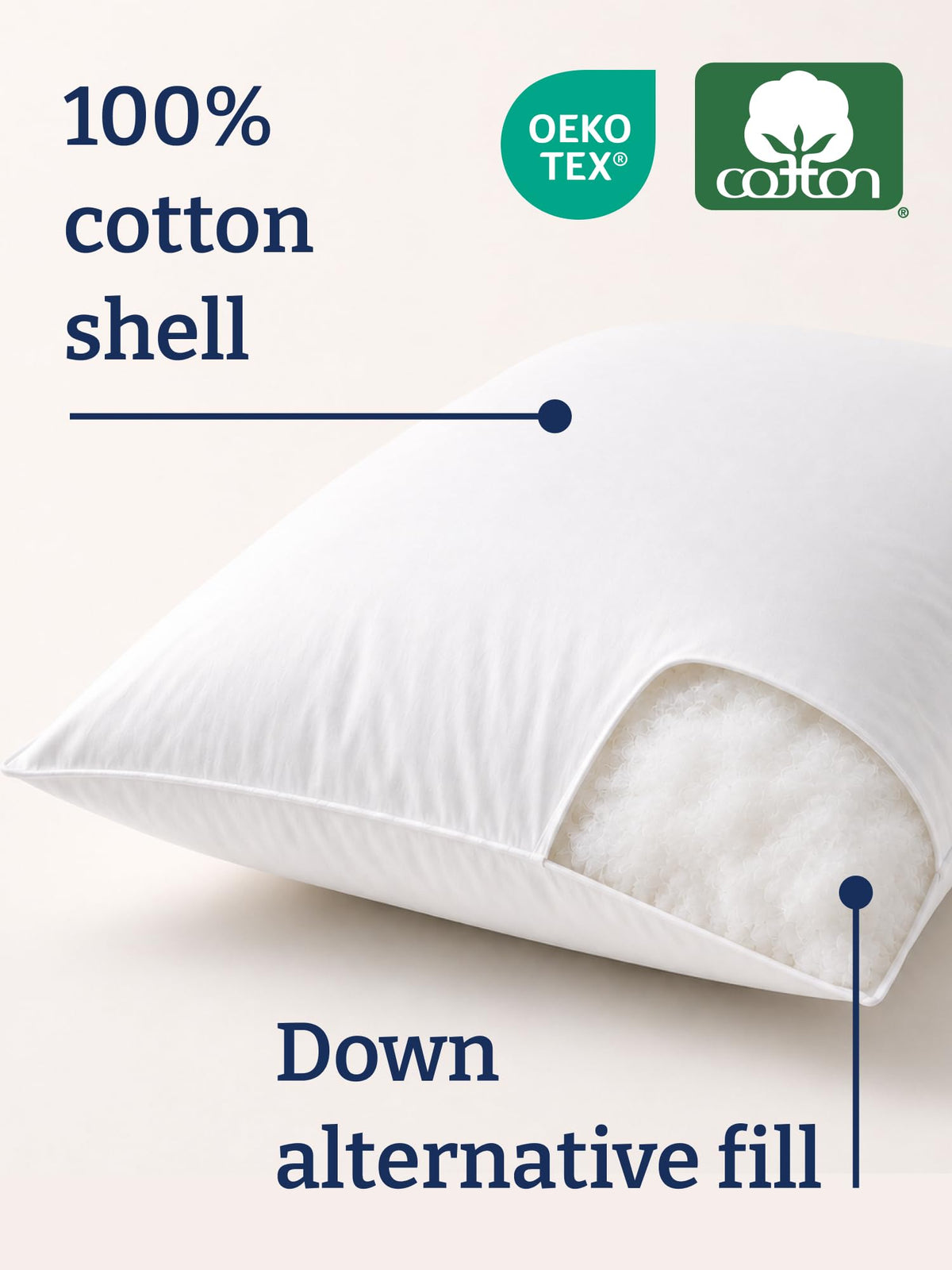 100% Cotton King Size Bed Pillows Set of 2 White R71035