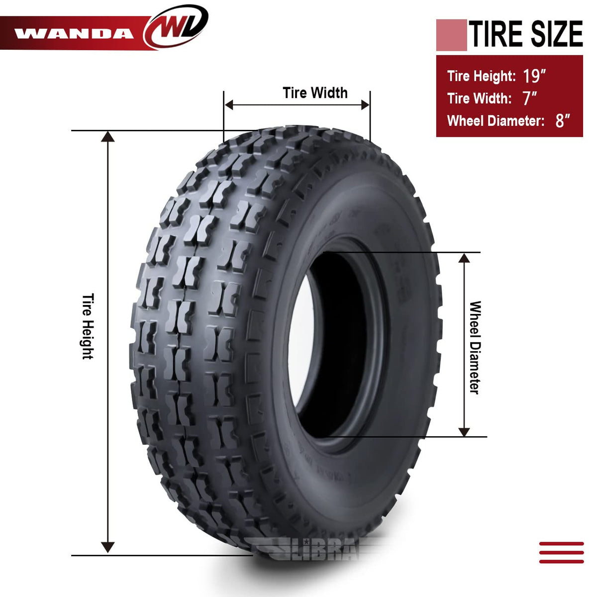 Set of 4 Sport ATV Tires 19x7-8 Q8053