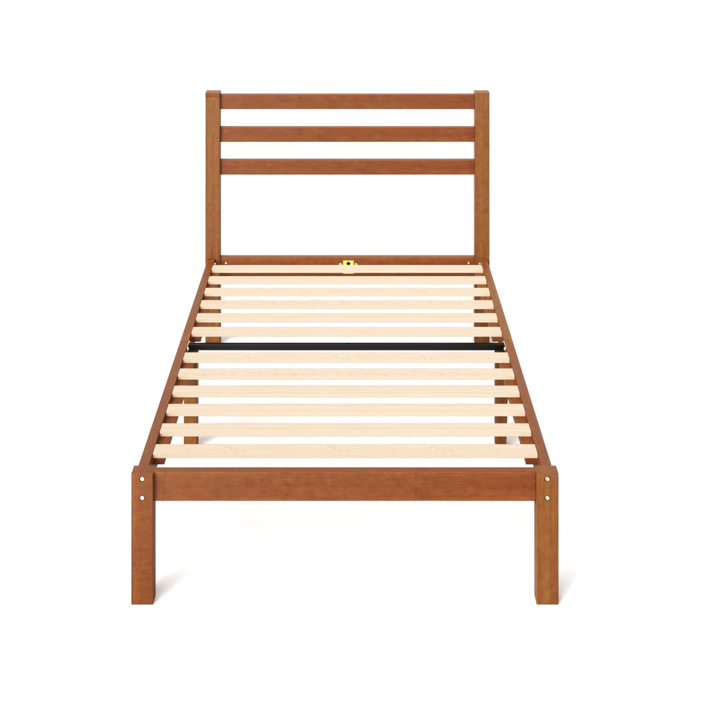 Twin Bamboo Platform Bed Frame with Headboard N9434