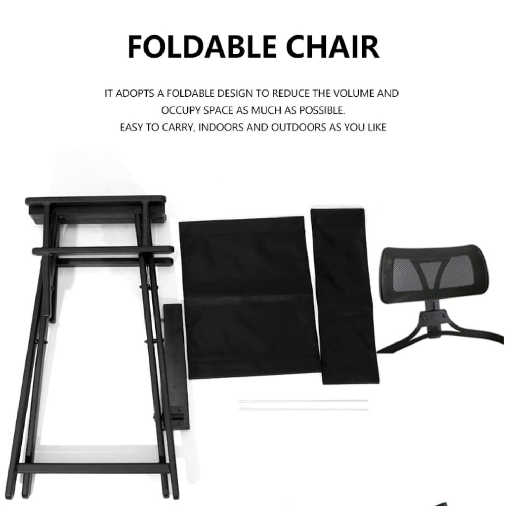 Foldable Stool with Head Rest, Portable Camping Chair, Supports Up to 300 Lbs, Gold L29797