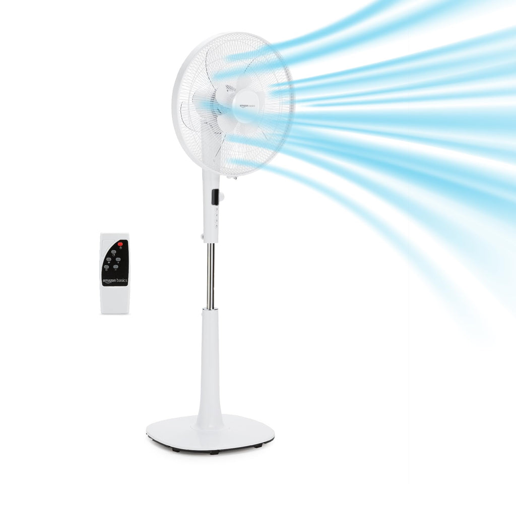 16-inch Quiet DC Motor Standing Floor Fan with Remote, White G28755