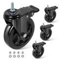 5 Inch Swivel Threaded Stem Casters Set of 4 Heavy Duty 2400lbs Black B9219