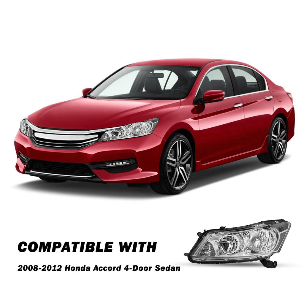 2008-2012 Honda Accord Sedan Chrome Clear Headlights Assembly W872