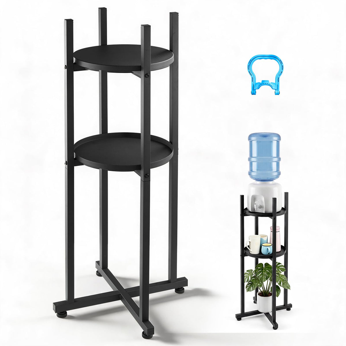 5 Gallon Heavy Duty Water Jug Stand with Storage Shelf C72155