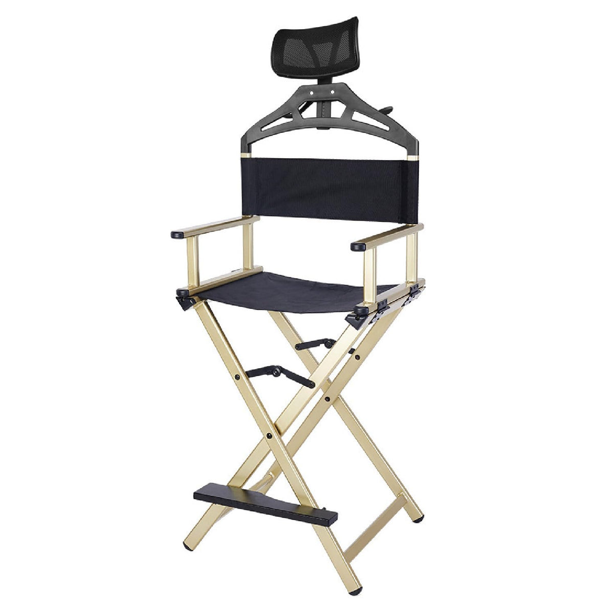 Foldable Stool with Head Rest, Portable Camping Chair, Supports Up to 300 Lbs, Gold L29797