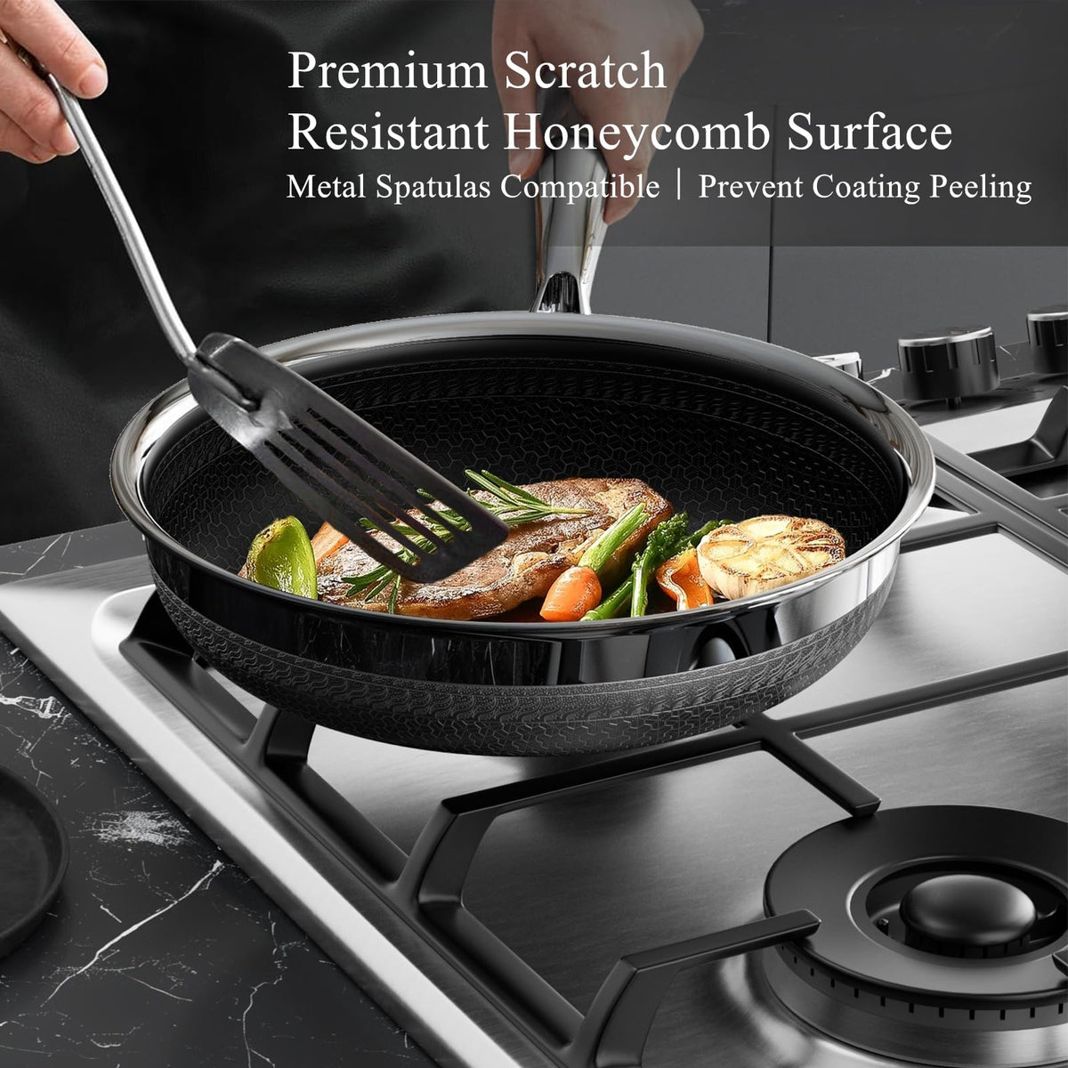 Titanium Ceramic Nonstick Frying Pan Set J990
