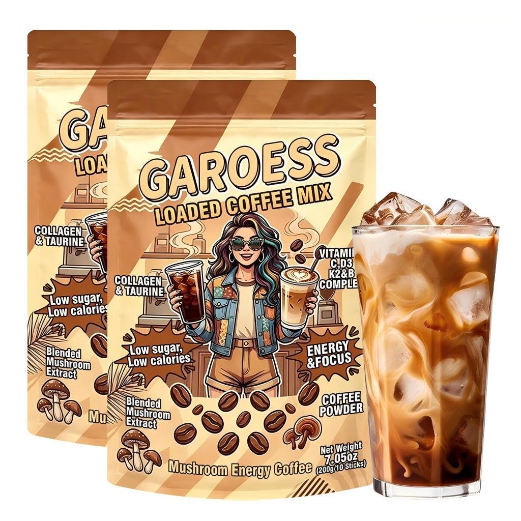 Coffee Mix with Mushroom Collagen Taurine and Vitamin Complex, 20 Servings 2 Pack E96240