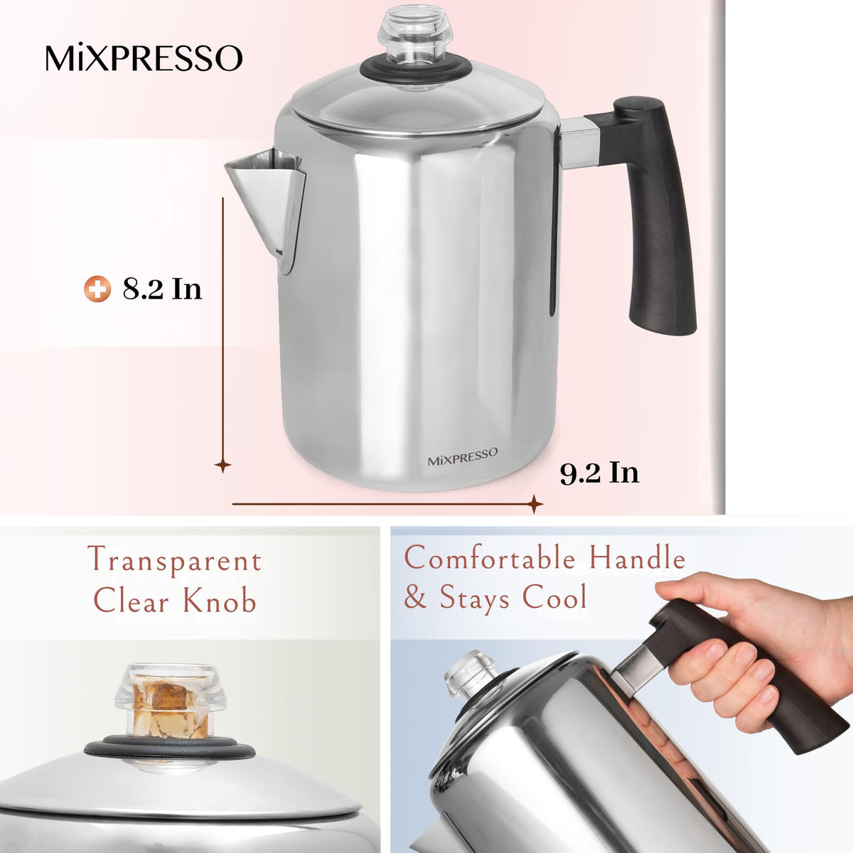 5-8 Cup Stainless Steel Stovetop Coffee Percolator G6147