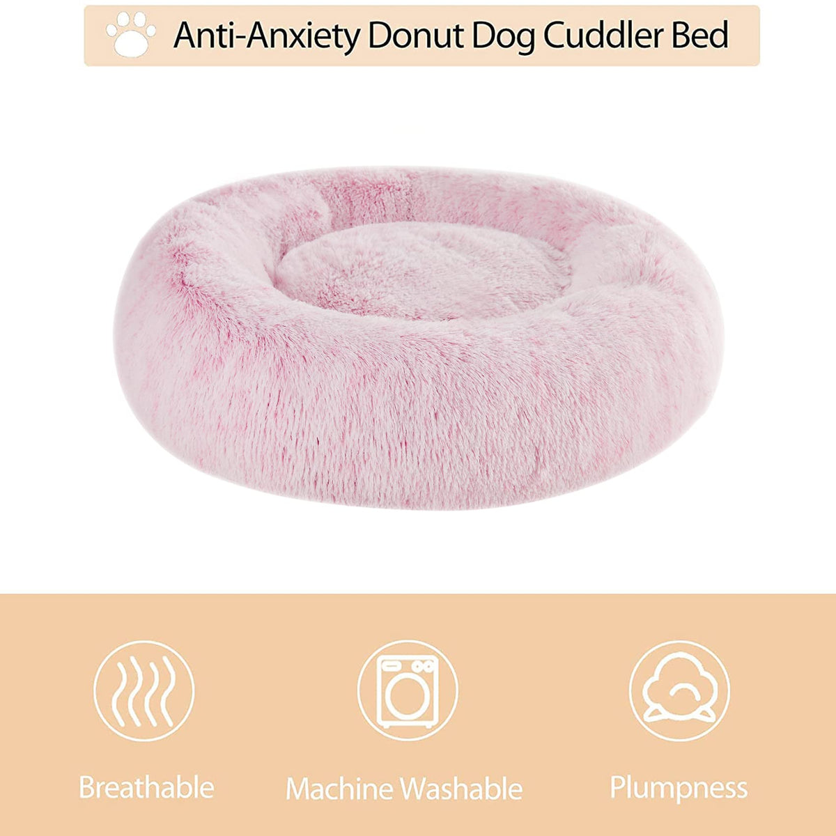 Pink Round Calming Dog Bed L85730