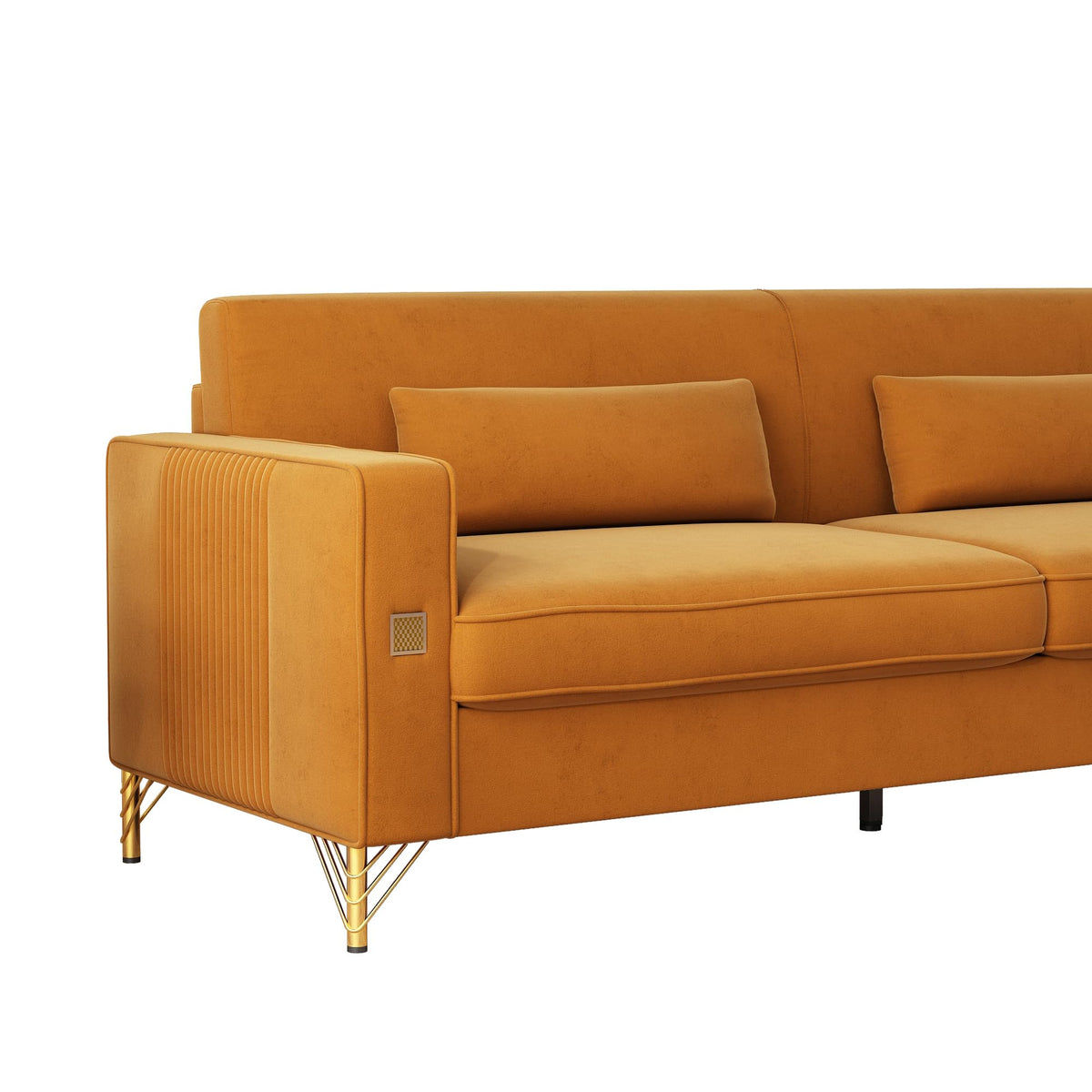 Oversized Velvet Sofa with Armrest and Removable Cushions P165670
