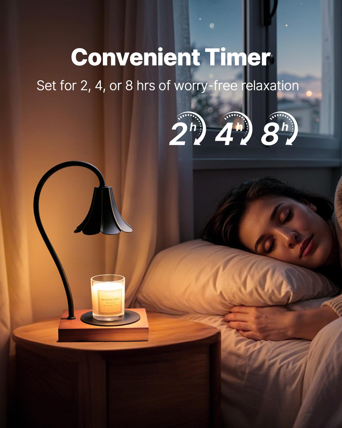 Black Candle Warmer Lamp with Timer & Stepless Dimmable R673884