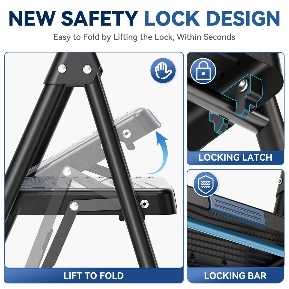 Lightweight Folding 3 Step Stool L924